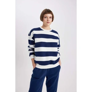 Relax Fit Çizgili Bisiklet Yaka Sweatshirt A1883AX23AU