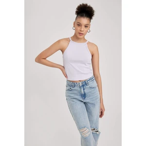 Fitted Halter Yaka Ribana Basic Düz Atlet Y8507AZ23SM