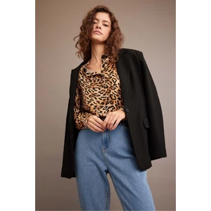 Regular Fit Uzun Kollu Leopar Desenli Gömlek I8266AZ23SP