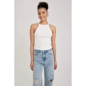 Fitted Halter Yaka Ribana Basic Düz Atlet Y8507AZ23SM