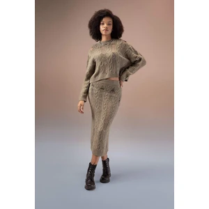 Slim Fit Dar Kesim Triko Midi Etek B5482AX23WN