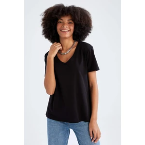 Regular Fit V Yaka Kısa Kollu %100 Pamuk Tişört M9545AZ22SP