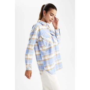Oversize Fit Gömlek Yaka Flanel Uzun Kollu Tunik V1169AZ23SP
