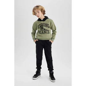 Erkek Çocuk Kapüşonlu Baskılı Sweatshirt Eşofman Altı 2'li Takım B5207A823CW