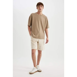 Regular Fit Keten Görünümlü Bermuda Şort D2057AX24HS