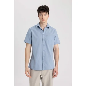 %100 Pamuk Slim Fit Dar Kesim Yazlık Basic Düz Kısa Kollu Gömlek R1706AZ24SM