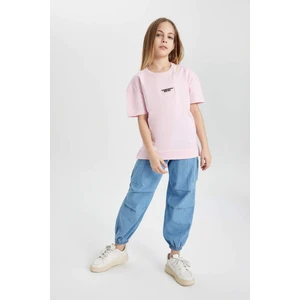Kız Çocuk Kargo Fit Esnek Bantlı Paça Jean Pantolon B4952A824SP
