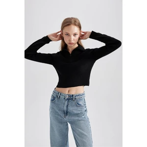 Slim Fit Dik Yaka Yarım Fermuarlı Basic Kazak Z9241AZ23AU