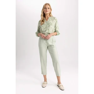 Jogger Cepli Düz Paça Yüksek Bel Keten Görünümlü Pantolon R0433AZ23SP