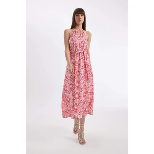 Halter Yaka Desenli Kolsuz Maxi Elbise D2649AX24HS