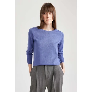 Regular Fit Bisiklet Yaka Yumuşak Dokulu Basic Düz Triko Kazak F7091AZ23WN