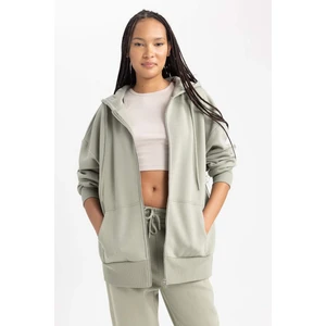 Oversize Fit Kapüşonlu Kalın Kumaş Hırka V4233AZ23WN