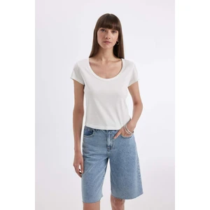 Regular Fit Bisiklet Yaka Penye Basic Kısa Kollu Tişört D4455AX24HS