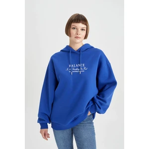 Oversize Fit Kapüşonlu Kalın Sweatshirt B4062AX23AU