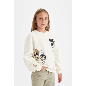Kız Çocuk PowerPuff Girls Oversize Geniş Kalıp Bisiklet Yaka Sweatshirt C9514A824AU