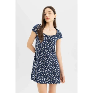 Coool Penye Çiçekli Kısa Kollu Mini Elbise C8689AX24SM