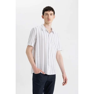 %100 Pamuk Regular Fit Yazlık Polo Yaka Pamuklu Çizgili Kısa Kollu Gömlek Z7344AZ24SM
