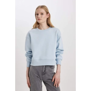 Relax Fit Bisiklet Yaka Kalın Basic Düz Sweatshirt B8568AX24SP