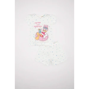 Kız Bebek Pijama Takım Daisy Duck Penye Kısa Kollu Üst Beli Lastikli Şort Alt C5070A524HS