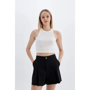 Regular Fit Yüksek Bel Pileli Şort D0963AX24SM