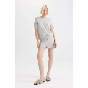 Fall in Love Pijama Takımı Ribana Kısa Kollu Üst Beli Lastikli Şort Alt B8732AX24SM