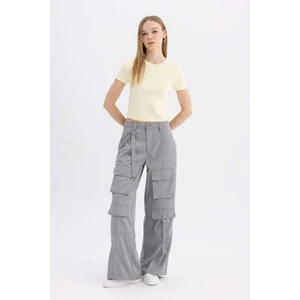 Coool Wide Leg Geniş Paça Normal Bel Pantolon Kargo Cepli Basic Düz C4710AX24SP