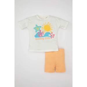 Kız Bebek 2'li Takım Baskılı Kısa Kollu Tişört Şort C9433A524SM