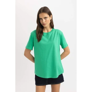 Regular Fit Bisiklet Yaka Penye Basic Düz Kısa Kollu Tişört W9584AZ24SM