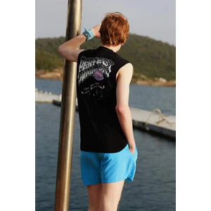 %100 Pamuk Boxy Fit Bisiklet Yaka Sırt Baskılı Atlet C5048AX24HS