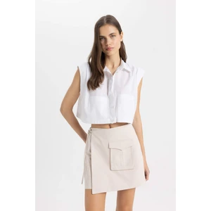 Yüksek Bel Gabardin Şort Etek C6242AX24SM