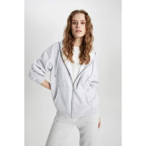 Relax Fit Kapüşonlu Fermuarlı Sweatshirt C1809AX24SP