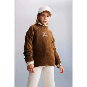 Kız Çocuk Loose Fit Yarım Balıkçı Yaka Triko Kazak B3996A823AU