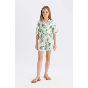 Kız Çocuk Pijama Takımı Standart Fit Desenli Kısa Kollu Üst Şort C8495A824SM