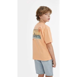 Erkek Çocuk Oversize Geniş Kalıp Bisiklet Yaka Sırt Baskılı Kısa Kollu Tişört