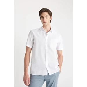 Regular Fit Yazlık Keten Karışımlı Polo Yaka Kısa Kollu Gömlek D4498AX24SM