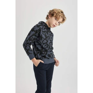 Erkek Çocuk Oversize Geniş Kalıp Desenli Kapüşonlu Sweatshirt C0355A823CW