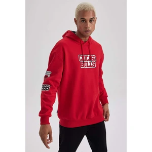DeFactoFit NBA Chicago Bulls Boxy Fit Kapüşonlu Kalın Sweatshirt A7269AX23AU