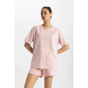 DeFactoFit Oversize Bisiklet Yaka Baskılı Sporcu Kısa Kollu Tişört Z6695AZ24SM