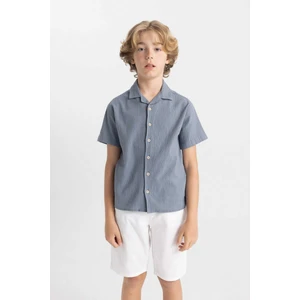 Erkek Çocuk Oversize Geniş Kalıp Polo Yaka Gofre Dokulu Kısa Kollu Gömlek C5234A824HS