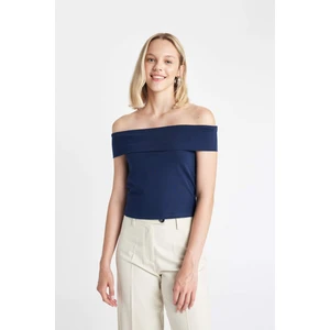 Fitted Omuzu Açık Kısa Kollu Tişört C7661AX24SM