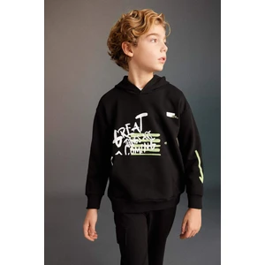 Erkek Çocuk Oversize Geniş Kalıp Kapüşonlu Baskılı Sweatshirt C0357A823CW