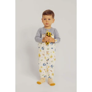 Erkek Bebek Dinazor Baskılı Uzun Kollu Tişört Salopet 2'li Takım B0700A523AU