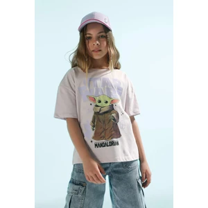 Kız Çocuk Star Wars-Mandalorian Relax Fit Bisiklet Yaka Kısa Kollu Tişört C1459A824SM