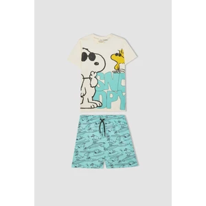 Erkek Çocuk Snoopy 2'li Takım Kısa Kollu Tişört Deniz Şortu B7612A824HS