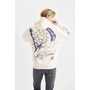 Rick and Morty Oversize Fit Kapüşonlu Sırt Baskılı Sweatshirt C0916AX23CW