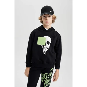 Erkek Çocuk Oversize Geniş Kalıp Kapüşonlu Baskılı Sweatshirt C0358A823CW