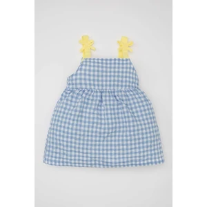 Kız Bebek Kareli Kolsuz Krinkıl Elbise D0603A524SM