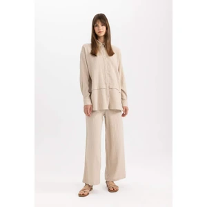 Wide Leg Geniş Bol Paça Esnek Belli Basic Düz Muslin Pantolon Z3340AZ24SP
