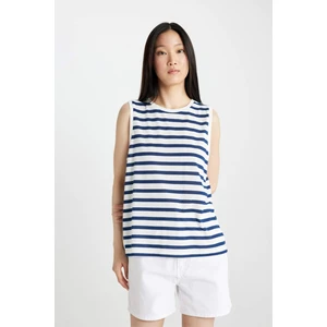 Regular Fit Çizgili Bisiklet Yaka Penye Atlet D0619AX24SM
