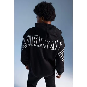 DeFactoFit NBA Brooklyn Nets Boxy Fit Kapüşonlu Kalın Sweatshirt A7251AX23AU